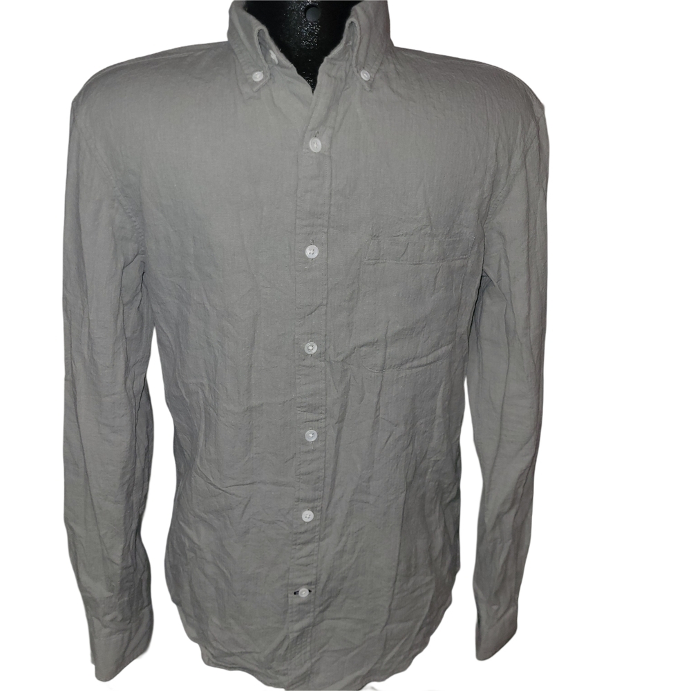 Club Monaco Men's Linen Blend Button-Down Shirt Light Sage Color Size XS